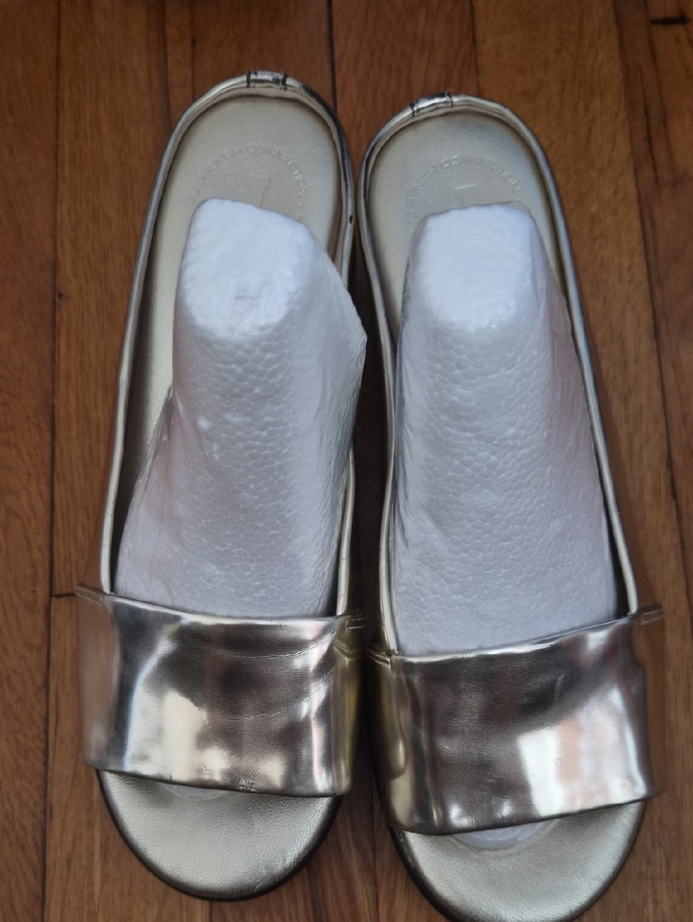 French Connection Metallic Gold Slide Mules